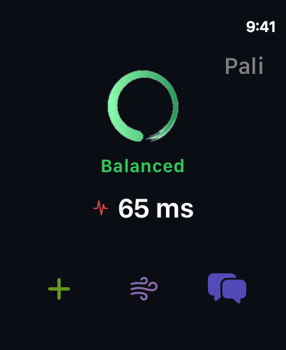 Pali on Apple Watch, showing a chart at a glance.